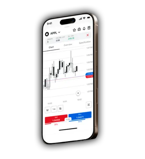 Aplikasi mobile Exness dengan grafik saham Apple