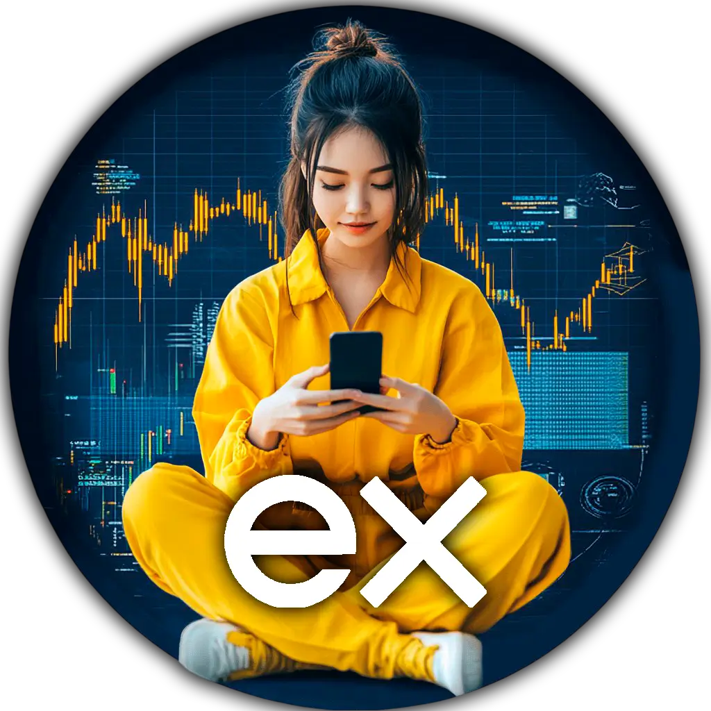 Wanita Indonesia trading menggunakan smartphone dengan Exness